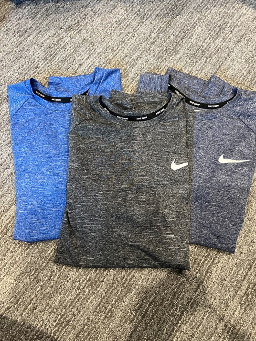 Nike Men’s Swim Rash Guards - Blue, Charcoal, Navy